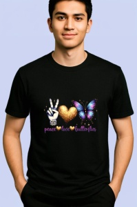 Tricou Peace Love Butterflies design fluture colorat Copii | Dama | Barbat Barbat - Img 5