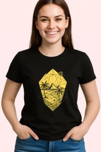 Tricou Peisaj Galben Cu Plaja, Copii | Dama | Barbat, culoare negru - Img 4
