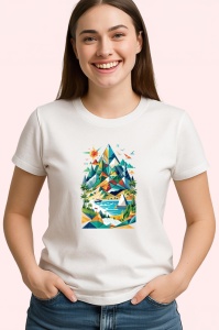Tricou Peisaj Montan Triunghi Colorat, Copii | Dama | Barbat