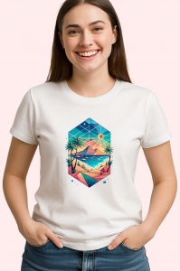 Tricou Peisaj Tropical In Diamant, Copii | Dama | Barbat - Img 3