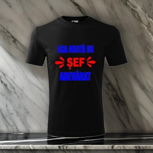 Tricou pentru barbati - Asa arata un sef adevarat - sef adevarat, conducator, cadou amuzant