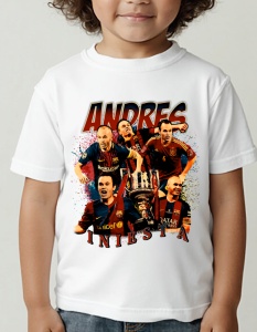 Tricou pentru copii - Andres Iniesta - Maestrul Midfieldului, Barcelona, Spania