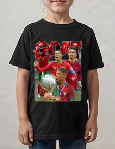 Tricou pentru copii - Cristiano Ronaldo GOAT - Portugalia, Campion European, Legenda Fotbalului