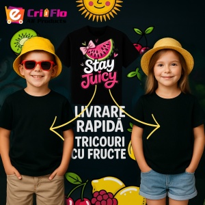 Tricou Pepene Ramai zemoasa, Fructe, Copii | Dama, culoare negru - Img 6