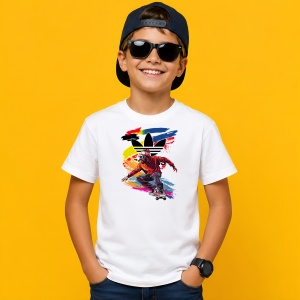 Tricou Personaj Anime Skateboard Graffiti Fundal Rosu Albastru, din bumbac 100% Copii | Dama | Barbat - Img 2