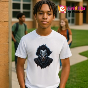 Tricou Personaj sinistru caricatura alb negru expresie infricosatoare Copii | Dama | Barbat - Img 5