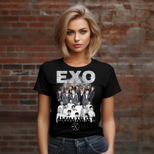 Tricou personalizat dama cu formatia EXO Kpop - Img 2