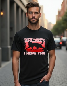 Tricou personalizat pentru barbati din bumbac 100% - I Meow You