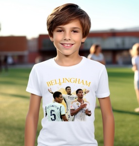 Tricou Personalizat pentru Copii cu Jude Bellingham la Real Madrid - Cadou pentru Fanii Fotbalului - Jude Bellingham Real Madrid Tricou Copii