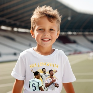 Tricou Personalizat pentru Copii cu Jude Bellingham la Real Madrid - Cadou pentru Fanii Fotbalului - Jude Bellingham Real Madrid Tricou Copii - Img 3