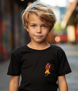 Tricou personalizat pentru copii din bumbac 100% cu imprimeu de buzunar - Regele Leu cu Scar și Mufasa - Cadou ideal pentru fanii Disney
