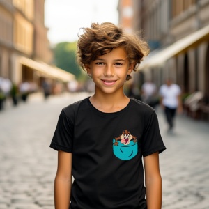 Tricou personalizat pentru copii din bumbac 100% cu imprimeu de buzunar - Taz, diavolul tasmanian din Looney Tunes - Cadou amuzant pentru fanii desenelor animate - Img 3