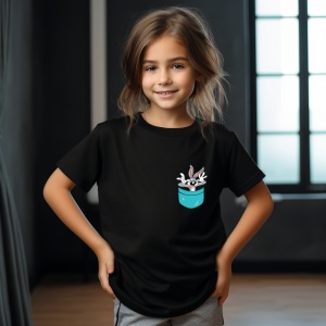 Tricou personalizat pentru copii din bumbac 100% cu imprimeu de buzunar - Bugs Bunny din Looney Tunes - Cadou perfect pentru fanii desenelor animate - Img 5