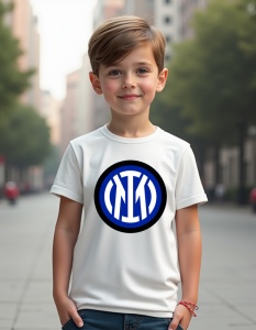 Tricou personalizat pentru copii din bumbac 100% - Echipa De Fotbal - Inter Milan - Img 2