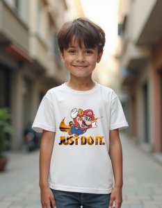 Tricou personalizat pentru copii din bumbac 100% - Flying Mario, joc video, aventură, zbor, clasic