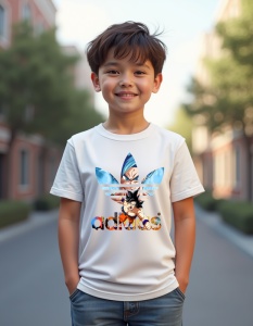 Tricou personalizat pentru copii din bumbac 100% - Goku Battle, Dragon Ball Z, luptă, anime, energie, aura albastră