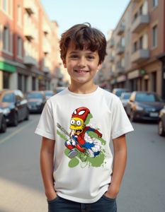 Tricou personalizat pentru copii din bumbac 100% - SpiderBart, The Simpsons, Spider-Man, desen animat, erou