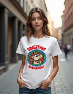 Tricou personalizat pentru dama din bumbac 100% - Dangerous When Hungry