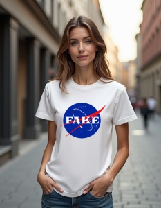 Tricou personalizat pentru dama din bumbac 100% - Fake NASA