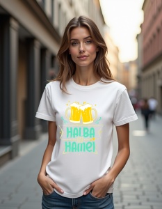Tricou personalizat pentru dama din bumbac 100% - Halba cu Hamei