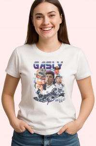 Tricou Pierre Gasly Postere Formula 1 Costum Alb Si Masina, Copii | Dama | Barbat - Img 4