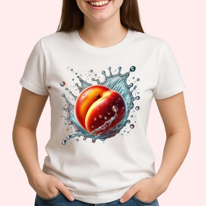 Tricou Piersica in stropi de apa, Fructe, Copii | Dama - Img 2