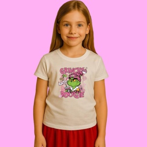 Tricou Pink Grinchs Favorite Teacher, din bumbac 100%, tricou alb, Copii | Dama | Barbat - Img 3