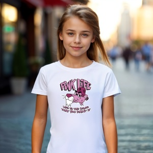 Tricou Pink Life Panther Tricou Alb - Copii | Dama | Barbat - Img 4
