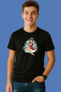 Tricou Pinup Santa Girl, din bumbac 100% Copii | Dama | Barbat