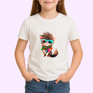 Tricou Pisica Craciun cu ochelari si decoratiuni colorate Copii | Dama | Barbat - Img 3