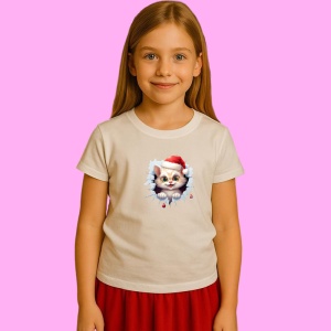 Tricou Pisica Cu Ochii Verzi Craciun, din bumbac 100% Copii | Dama | Barbat