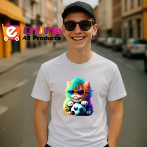 Tricou Pisica curcubeu cu minge si efecte luminoase Copii | Dama | Barbat - Img 5