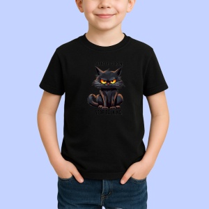 Tricou Pisica neagra stop talking poster haios cu mesaj ironic, Copii | Dama | Barbat , tricou negru - Img 2