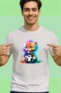 Tricou Pisica pufoasa cu minge design modern multicolor Copii | Dama | Barbat - Img 2