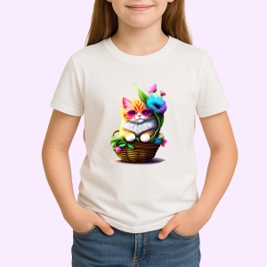 Tricou Pisica relaxata cu ochelari rosii in cos floral Copii | Dama | Barbat - Img 4