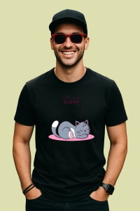 Tricou Pisica Sweet Sleep, din bumbac 100%, tricou negru, Dama | Barbat - Img 2