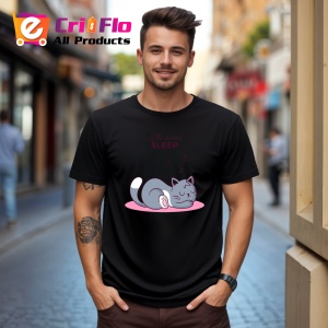Tricou Pisica Sweet Sleep, din bumbac 100%, tricou negru, Dama | Barbat - Img 3