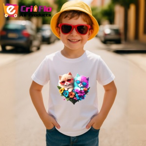 Tricou Pisici indragostite cu ochelari si inima roz violet Copii | Dama | Barbat - Img 10