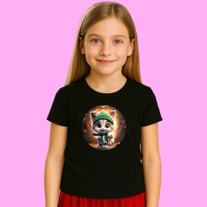 Tricou Pisicuta Vesela De Iarna, din bumbac 100% Copii | Dama | Barbat - Img 2