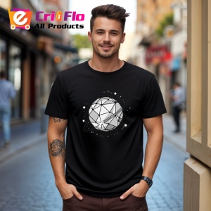 Tricou Planeta Cu Inele Stil Poligonal, Copii | Dama | Barbat, culoare negru - Img 5