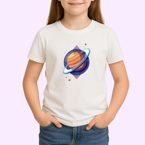 Tricou Planeta Saturn Stil Poligonal, Copii | Dama | Barbat - Img 3