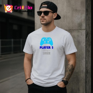 Tricou Player 2 Always Loser Controller Albastru Jocuri, din bumbac 100% , tricou alb pentru Copii | Dama | Barbat - Img 9
