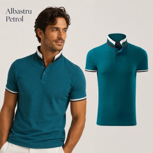 Tricou Polo Bărbați 256 Collar Up, 100% Bumbac, 215 g/m², Guler cu Contrast, 2 Nasturi, S–3XL, 10 Culori - Img 11