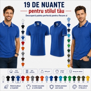 Tricou Polo Bărbați Malfini cu Dungi la Guler și Manșete, Tip Tommy, 65% Bumbac, 200 g/m², 19 Culori, Mărimi S–3XL - Img 7
