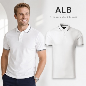 Tricou Polo Bărbați Malfini Premium Perfection Plain, 95% Bumbac, 5% Elastan, Slim Fit, 200 g/m², Guler Contrast - Img 12