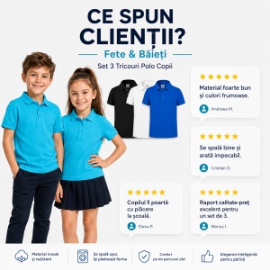 Tricou Polo Copii - Set de 3 Bucăți tricouri polo copii fete si baieti - Img 7