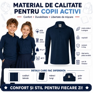 Tricou Polo cu Mâneci Lungi pentru Băieți Bluza Polo Copii - Img 10