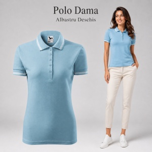 Tricou Polo Damă cu dungi la guler, bumbac 65%, marimi XS - 2XL - 19 nuanțe - Img 11