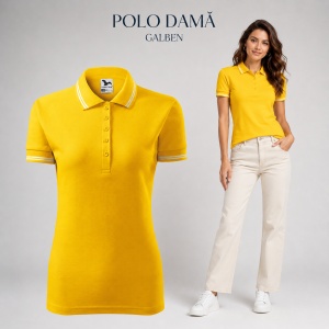Tricou Polo Damă cu dungi la guler, bumbac 65%, marimi XS - 2XL - 19 nuanțe - Img 21
