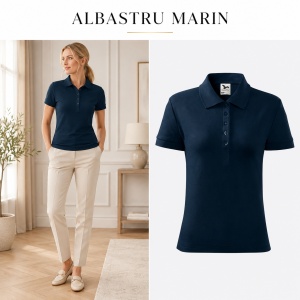 Tricou Polo Damă Malfini Cotton, 100% Bumbac, Croială Cambrată, Guler Polo Raiat, 5 Nasturi, 17 Culori, Mărimi XS–2XL - Img 12